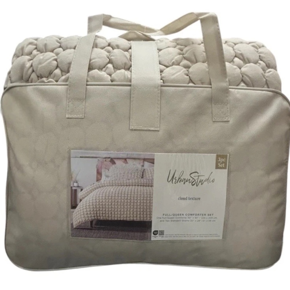 Urban Studio Cloud Texture Tan Full/Queen Comforter Set 90”x90”